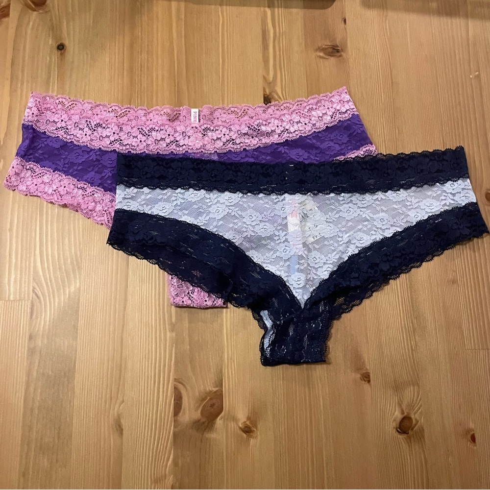 NWT Victoria’s Secret PINK Lace Cheeky Set L